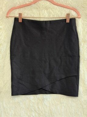 Talula Aritzia Womens Asymmetrical Faux Wrap Mini Skirt Size S Black Bodycon
